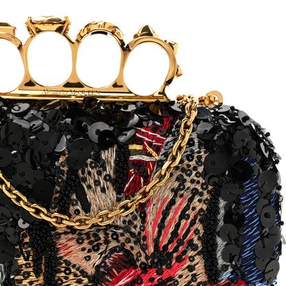 Alexander McQueen Nappa Embroidered Floral Knuckle Box Clutch Black Multicolor 8 of 13