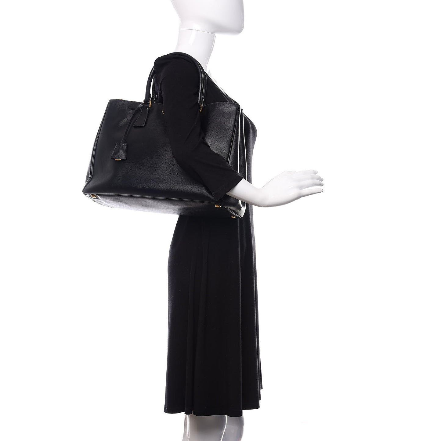 Saffiano Large Galleria Double Zip Tote Black