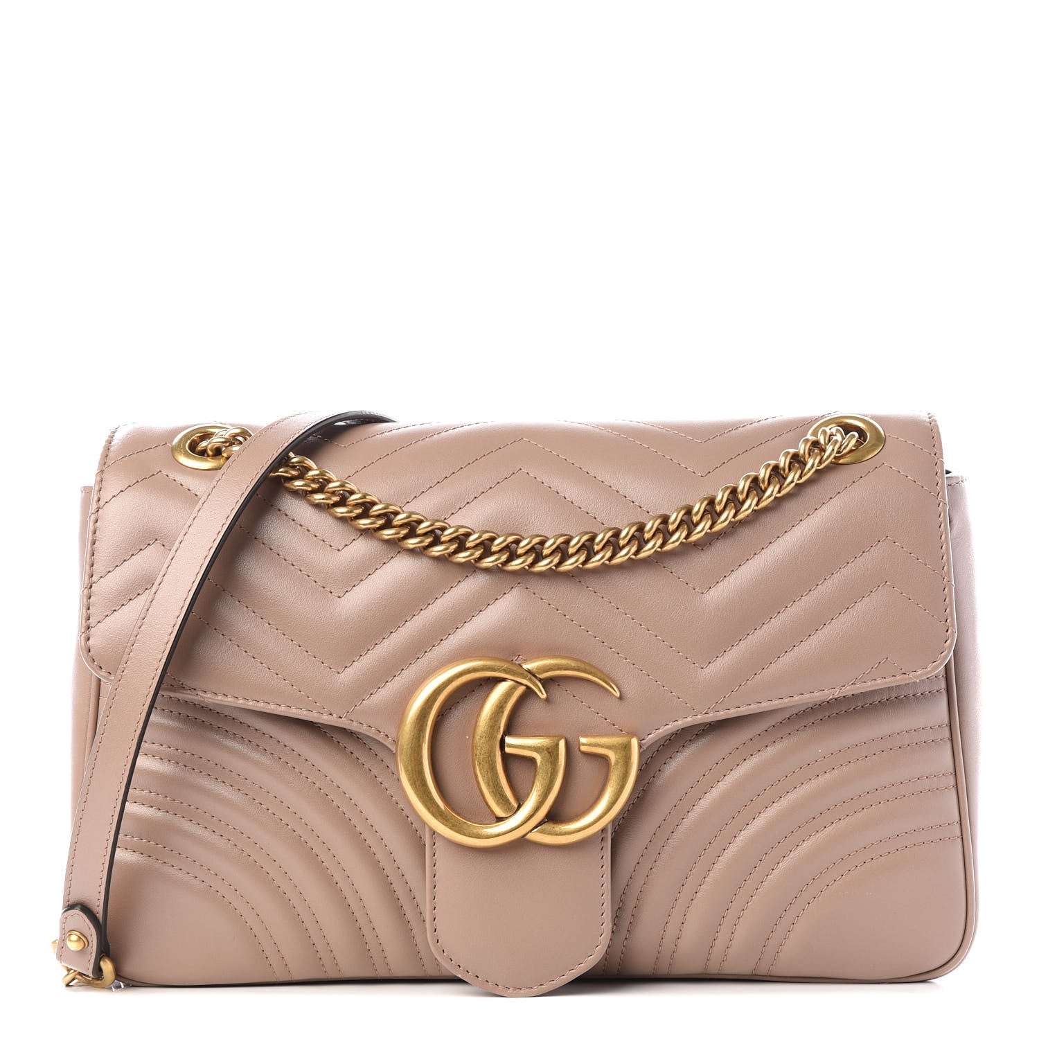 Gucci Calfskin Matelasse Medium GG Marmont Shoulder Bag Porcelain Rose 1 of 9