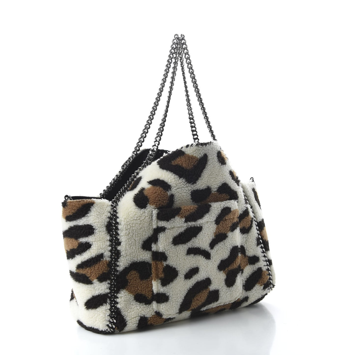 Eco Alter Nappa Shearling Leopard Print Falabella Reversible Tote Black