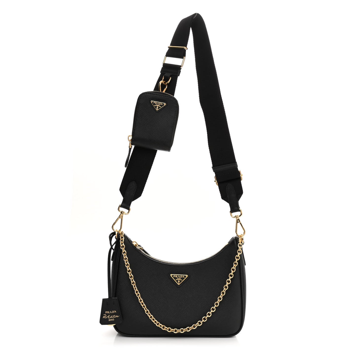 Saffiano Lux Re-Edition 2005 Shoulder Bag Black