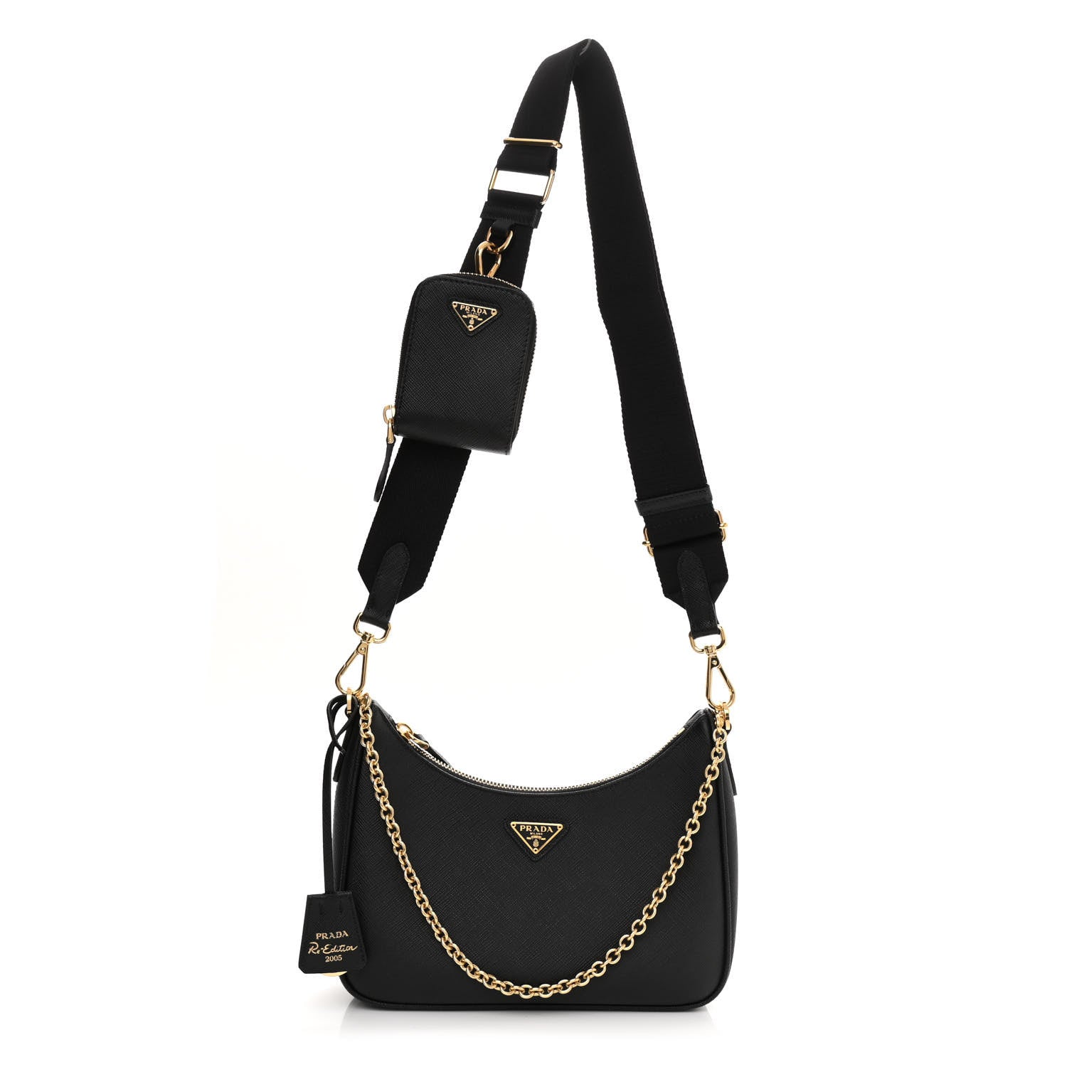 Prada Saffiano Lux Re-Edition 2005 Shoulder Bag Black 1 of 10