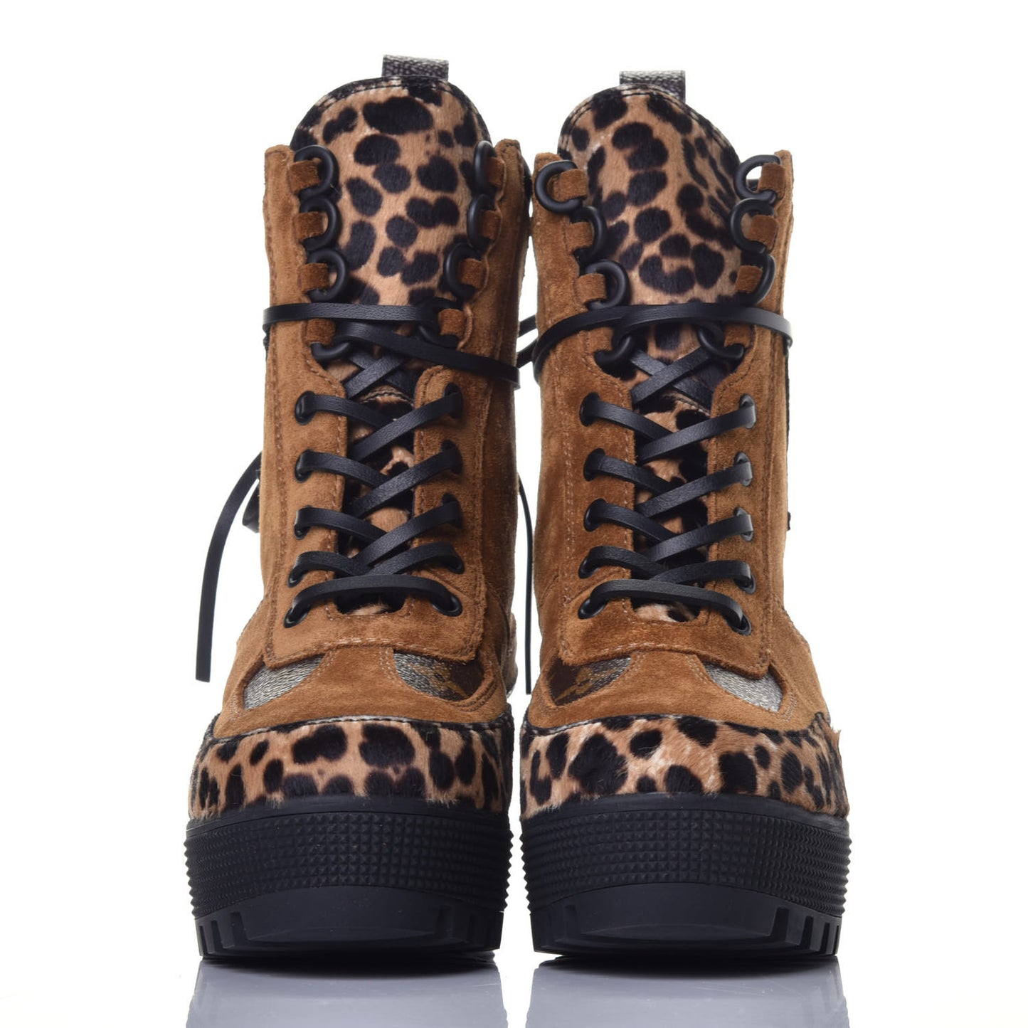 Suede Calfskin Monogram Laureate Platform Desert Boots 35 Cognac