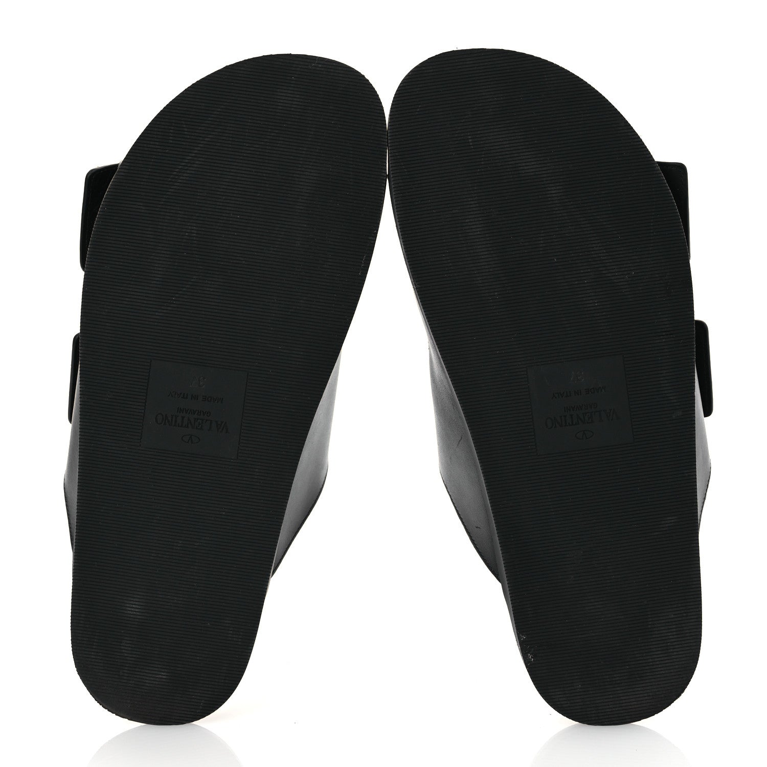 Valentino Garavani Calfskin Roman Stud Slide Sandals 37 Black 7 of 12