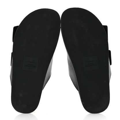 Valentino Garavani Calfskin Roman Stud Slide Sandals 37 Black 7 of 12