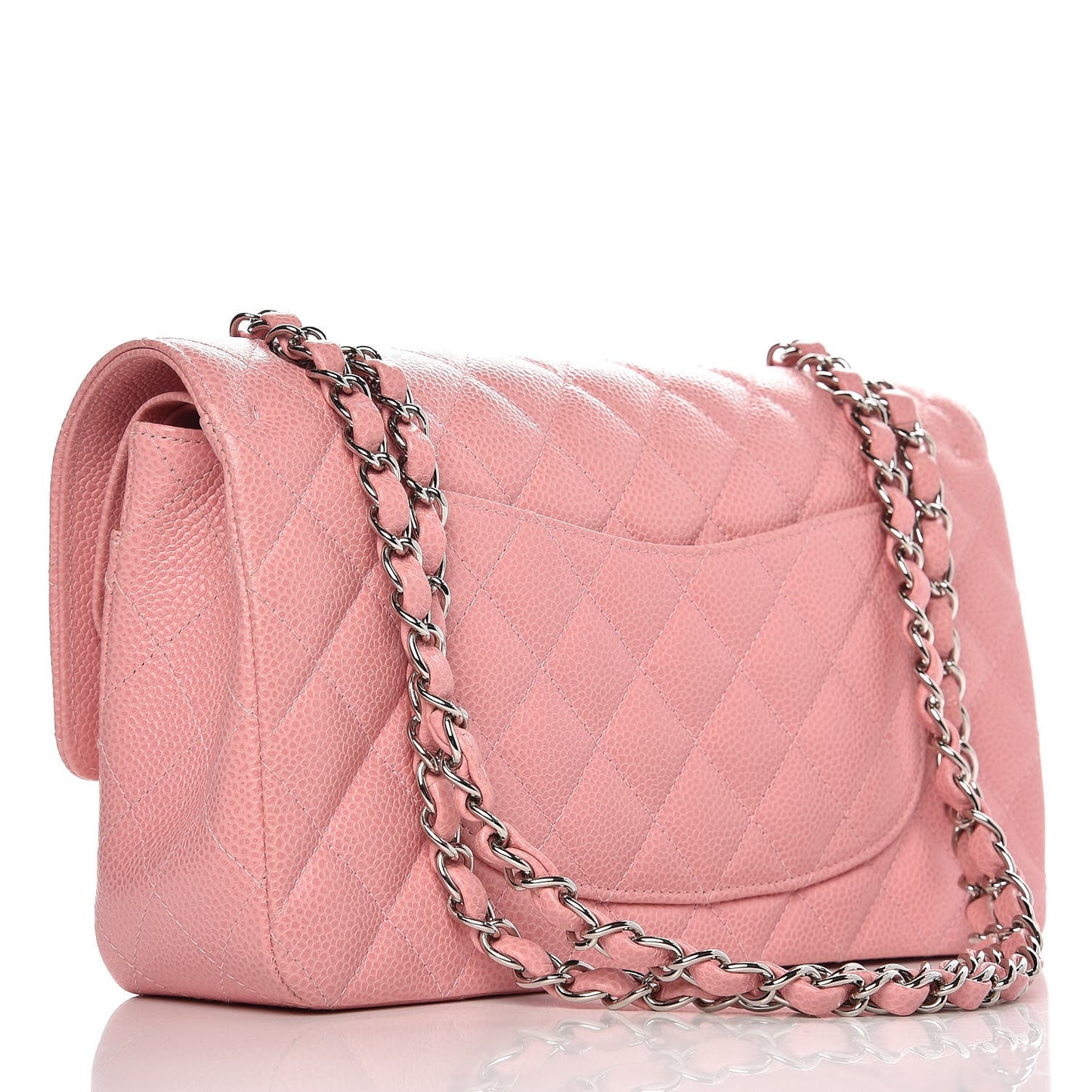 Caviar Quilted Medium Double Flap Pink