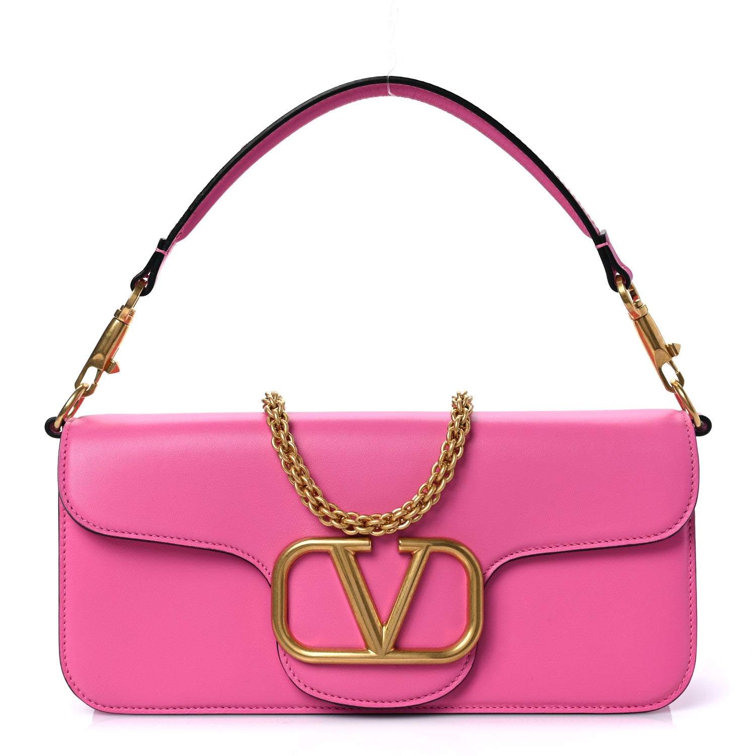Valentino Garavani Calfskin Vlogo Loco Shoulder Bag Feminine Pink 1 of 10
