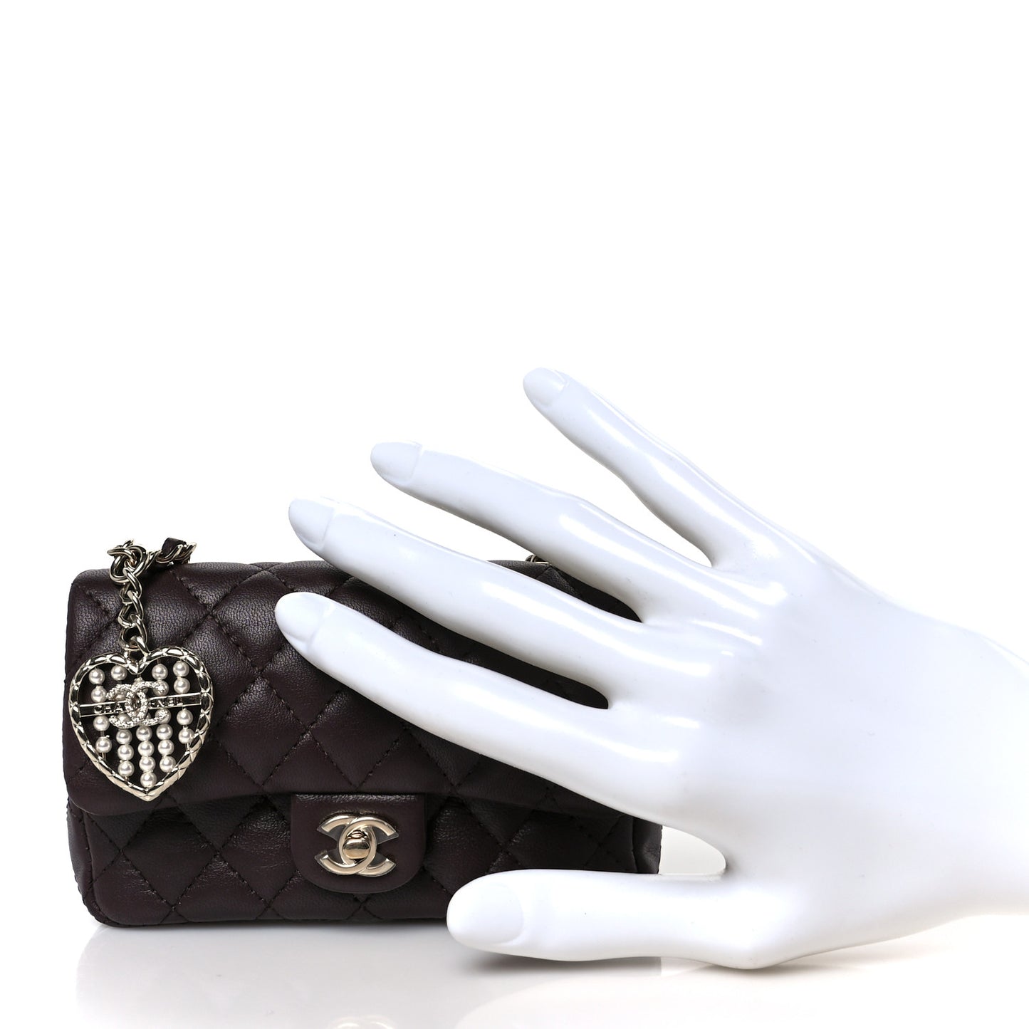 Lambskin Quilted Mini Double Flap With Hook Dark Brown