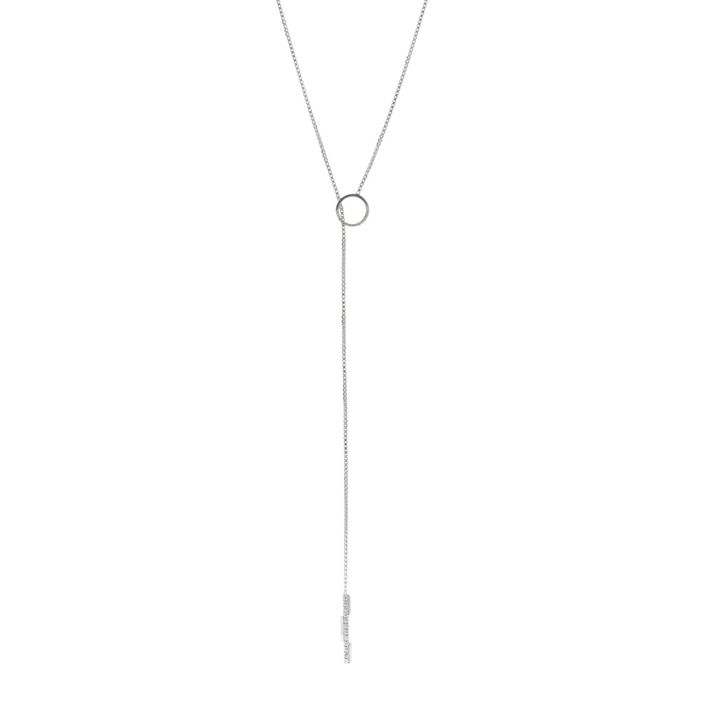 18K White Gold Diamond Link to Love Lariat Necklace