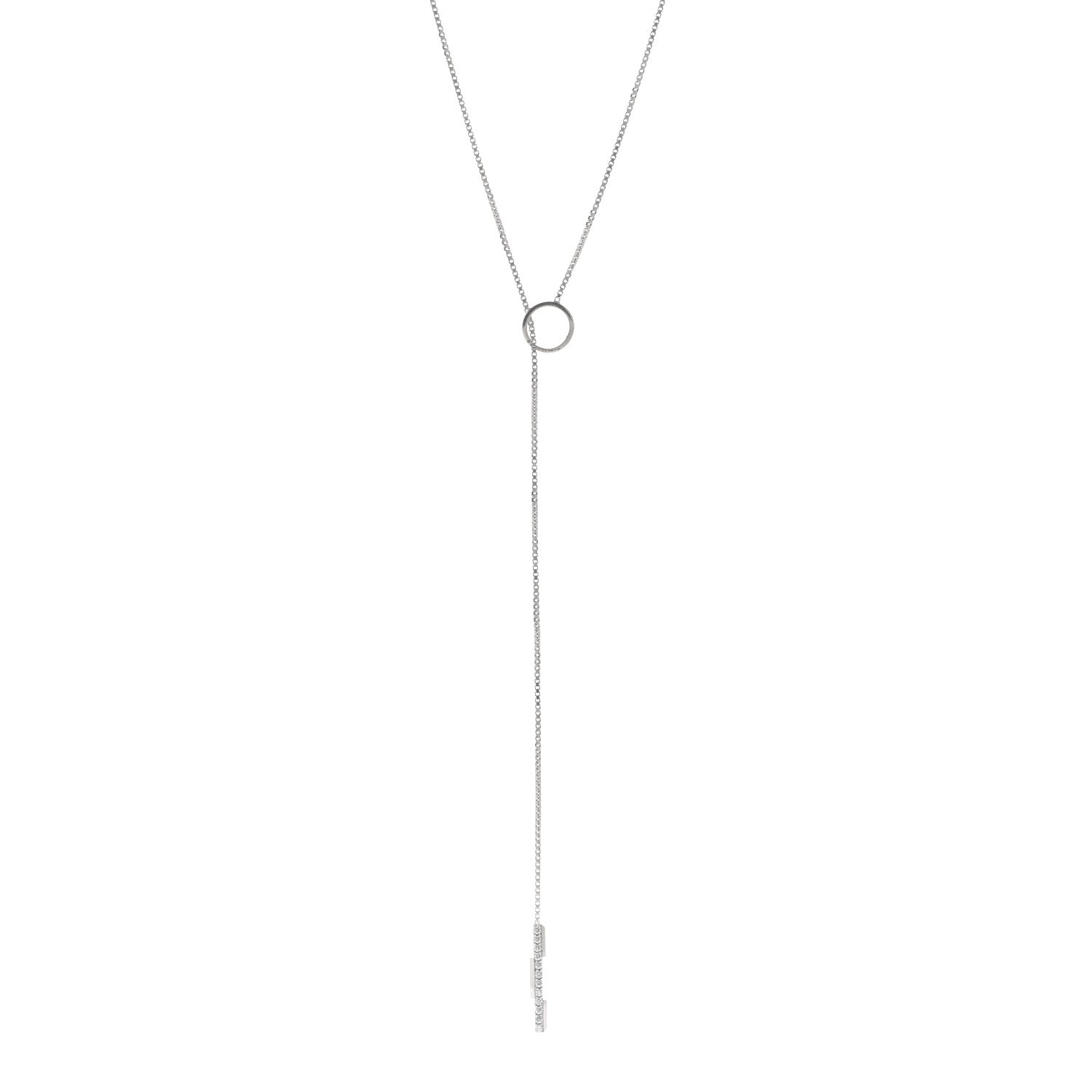 Gucci 18K White Gold Diamond Link to Love Lariat Necklace 1 of 4