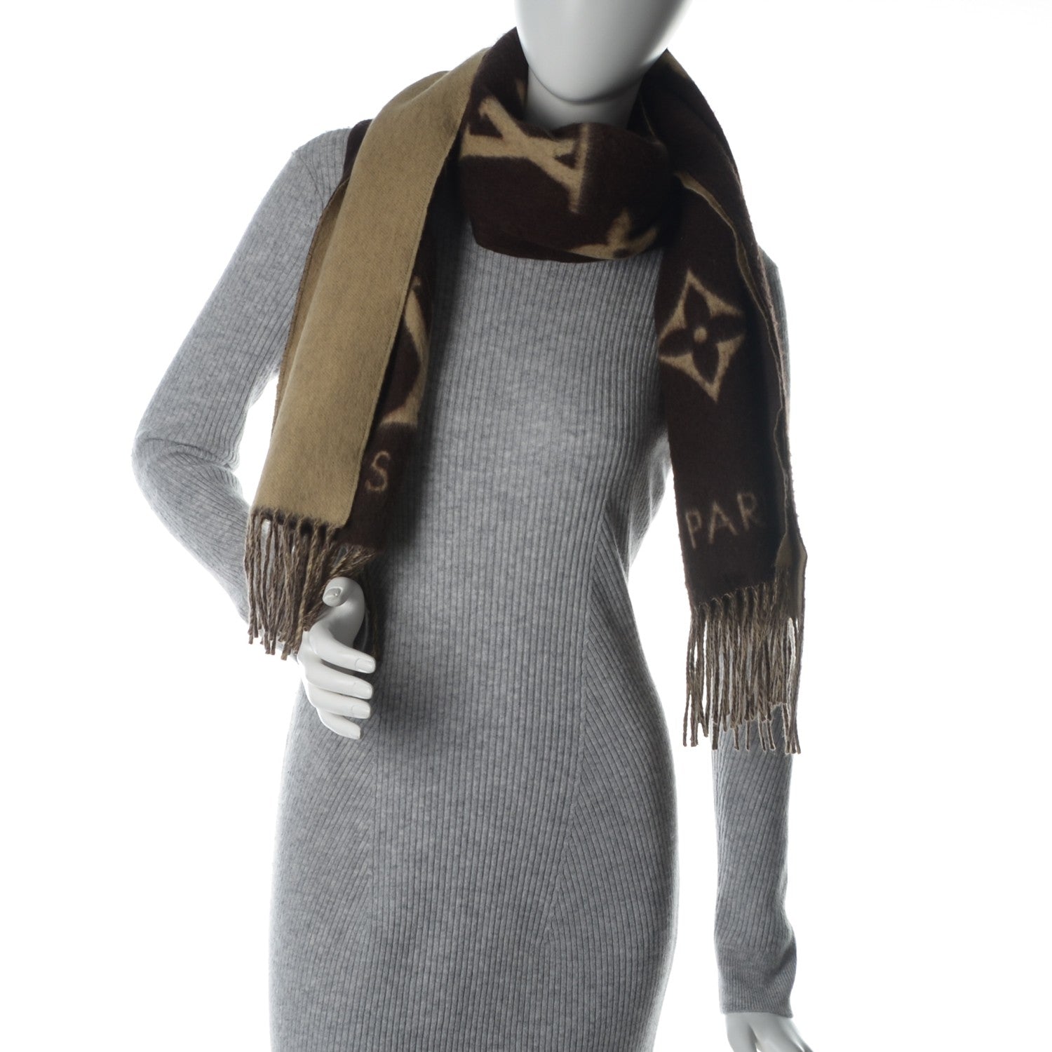 Louis Vuitton Cashmere Monogram Reykjavik Scarf Brown 2 of 4