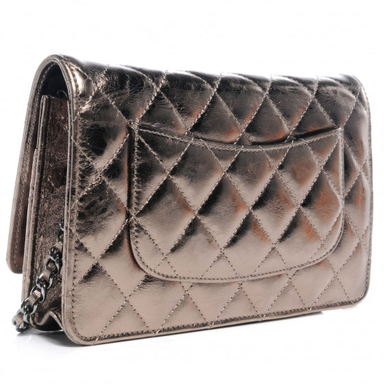 Calfskin Reissue Wallet On Chain WOC Dark Silver