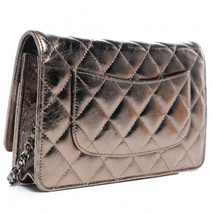 Chanel Calfskin Reissue Wallet On Chain WOC Dark Silver 3 of 8