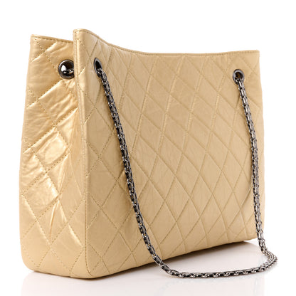 Chanel Metallic Aged Calfskin Quilted Reissue 2.55 Tote Light Gold 3 of 11