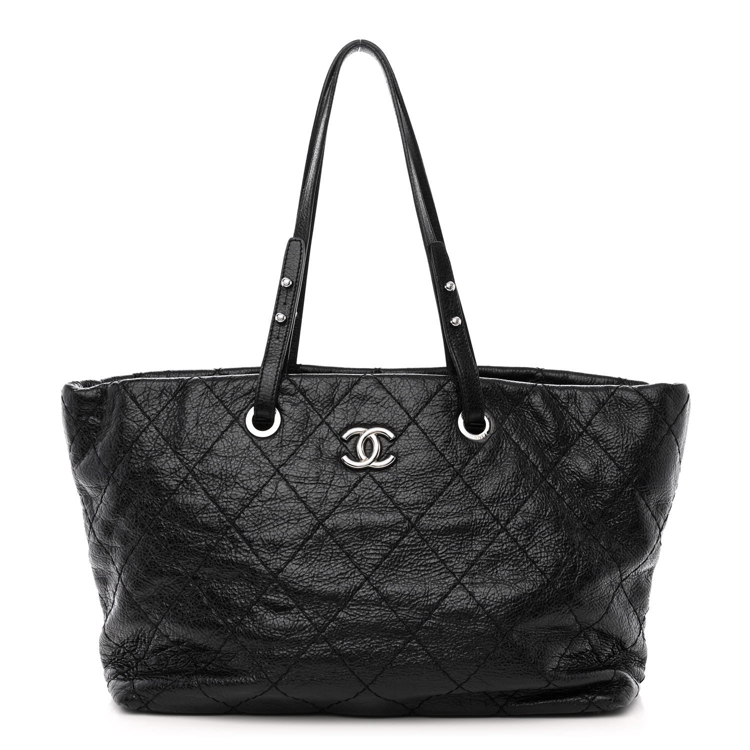 Chanel Glazed Calfskin Large On The Road Tote Black 1 of 12