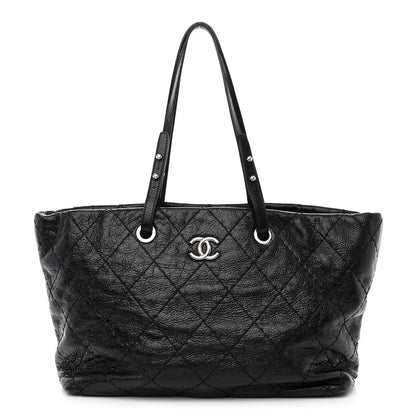Chanel Glazed Calfskin Large On The Road Tote Black 1 of 12