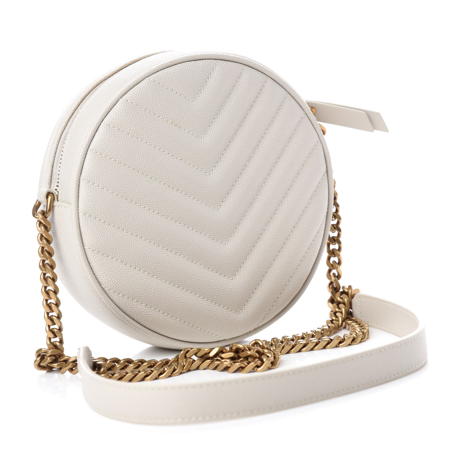Grain De Poudre Matelasse Chevron Quilted Round Vinyle Camera Bag Crema Soft