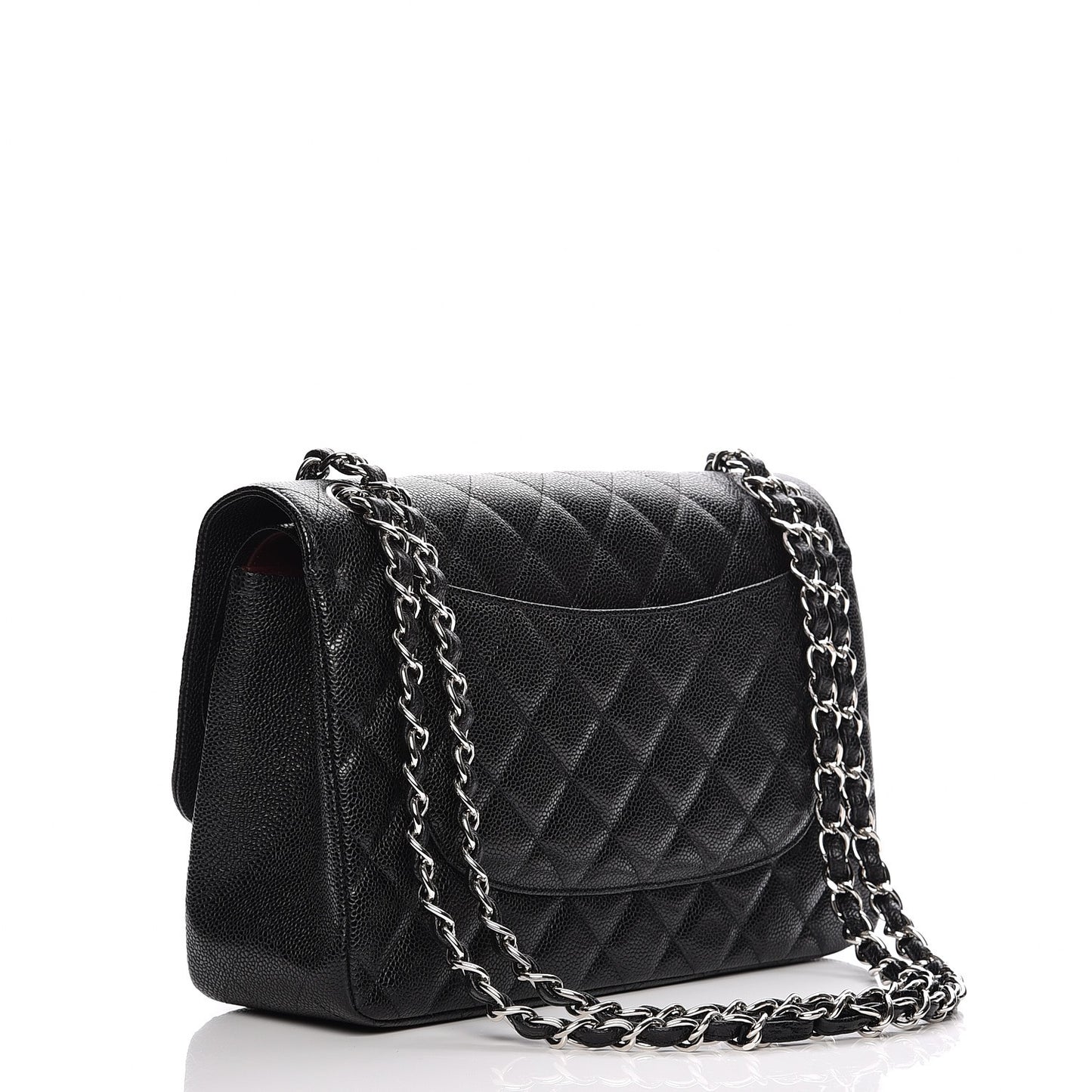Caviar Quilted Jumbo Double Flap Black