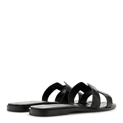 Hermes Matte Alligator Oran Sandals 36.5 Black 5 of 11