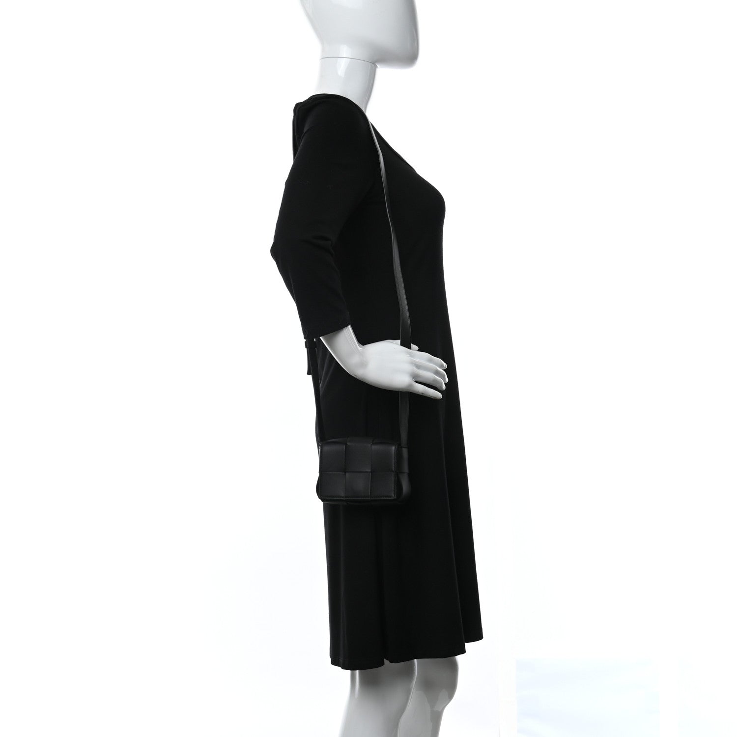 Bottega Veneta Lambskin Maxi Intrecciato Extra Mini Cassette Crossbody Bag Black 2 of 8