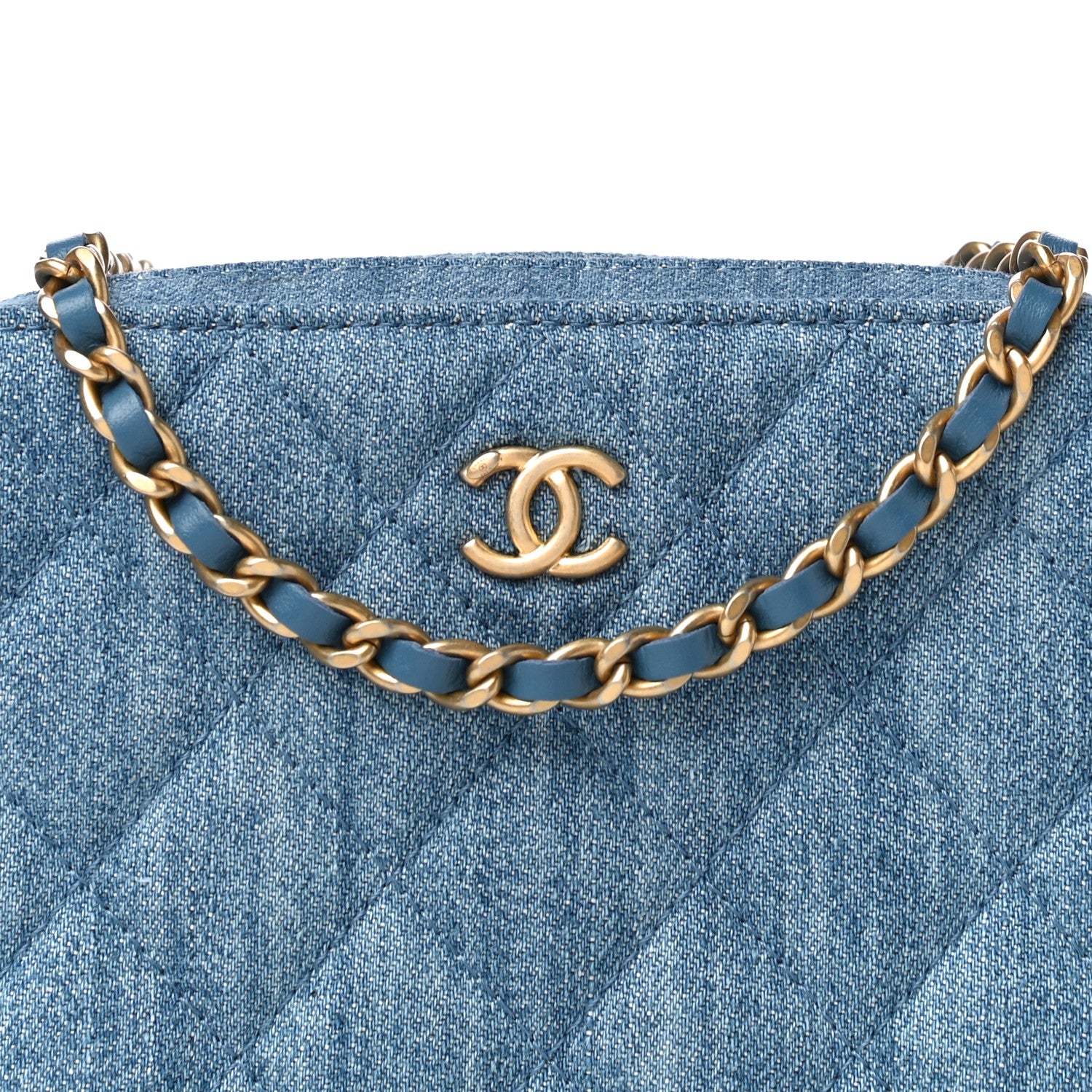 Chanel Denim Quilted CC Pearl Crush Camera Case Blue 8 of 11