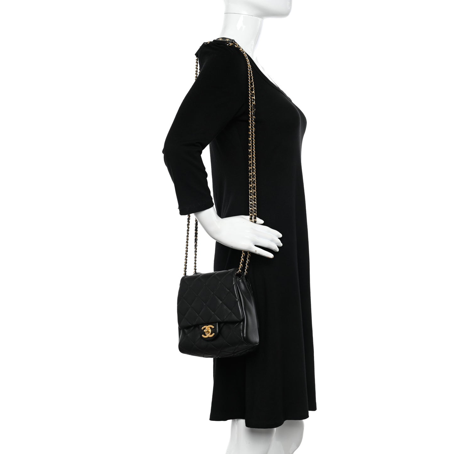Lambskin Pearl Quilted Side Packs Black