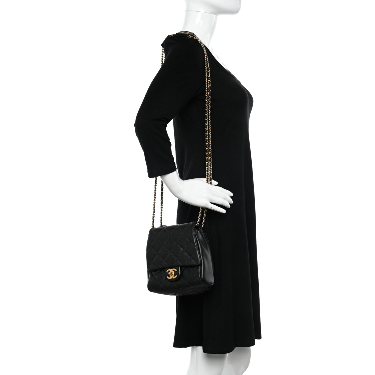 Chanel Lambskin Pearl Quilted Side Packs Black 2 of 11