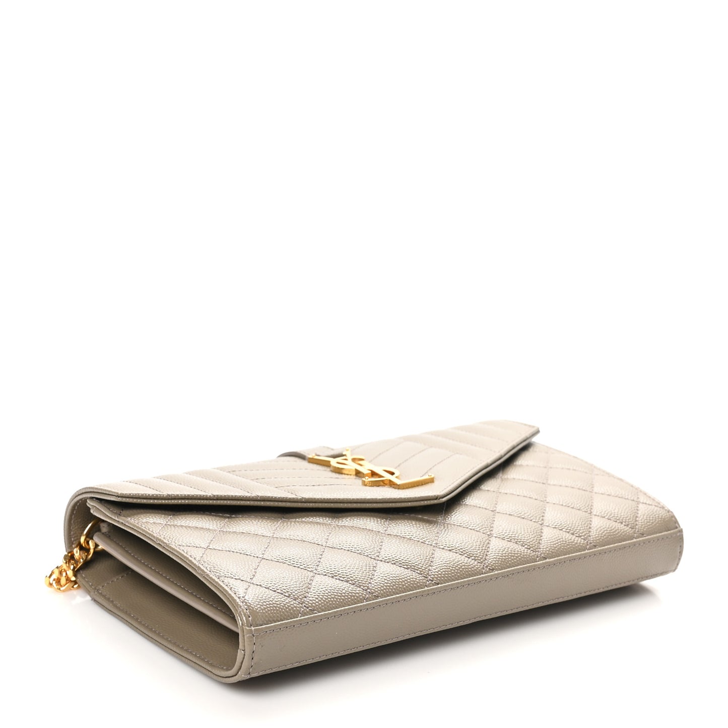 Grain De Poudre Mixed Matelasse Triquilt Monogram Chain Wallet Dark Beige