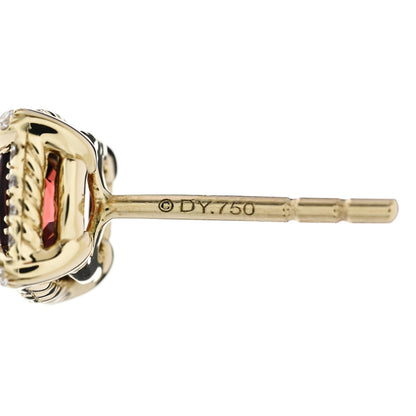 David Yurman 18K Yellow Gold Diamond Garnet Petite Chatelaine Bezel Stud Earrings 4 of 5