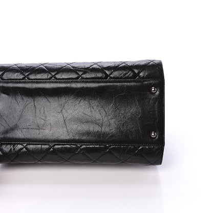 Chanel Crumpled Grained Calfskin Quilted CC Crave Tote Black 10 of 12