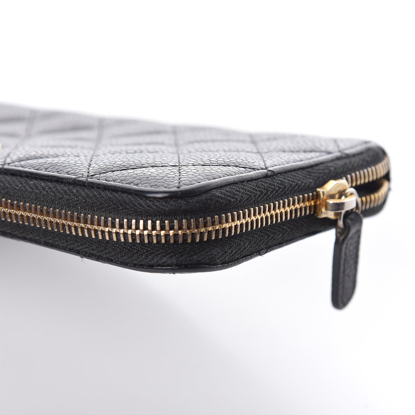 Caviar Quilted Large Gusset Zip Around Wallet Black