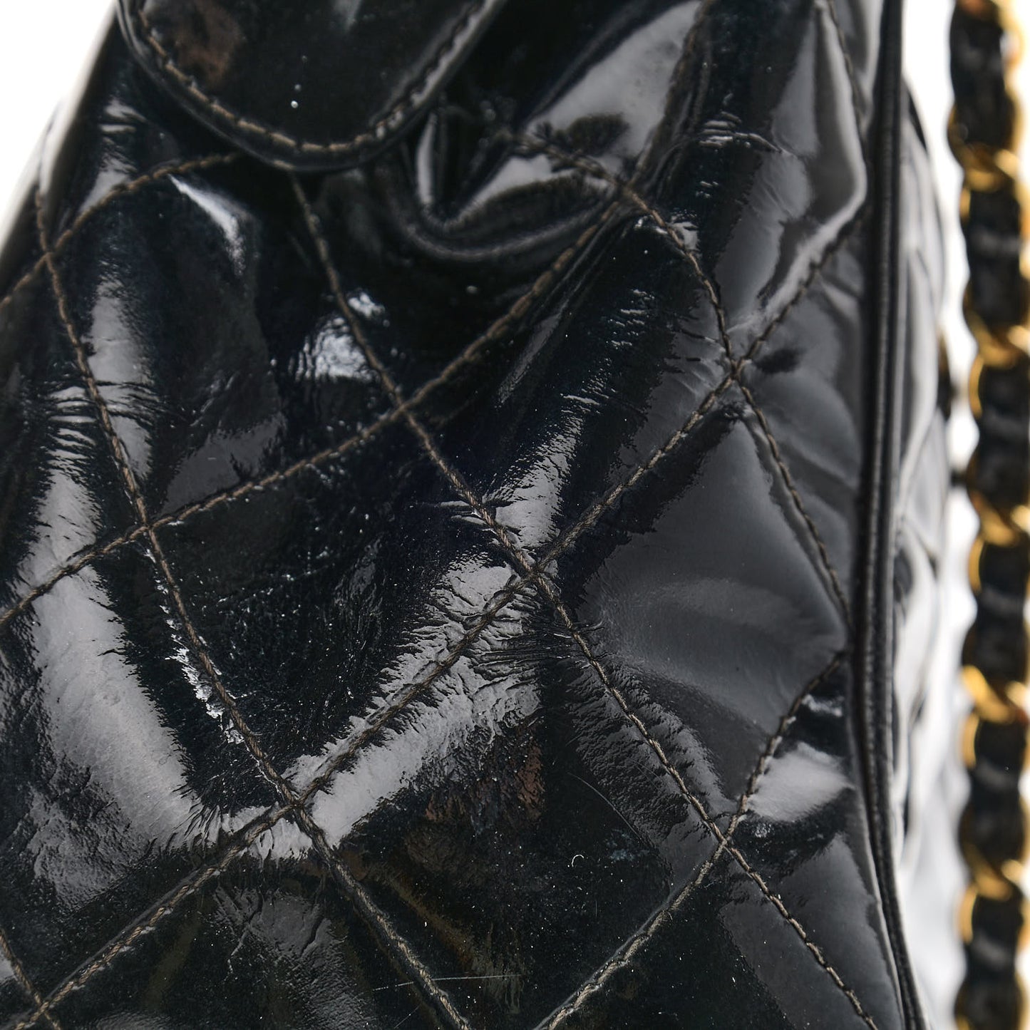 Patent Quilted CC Shoulder Bag Black