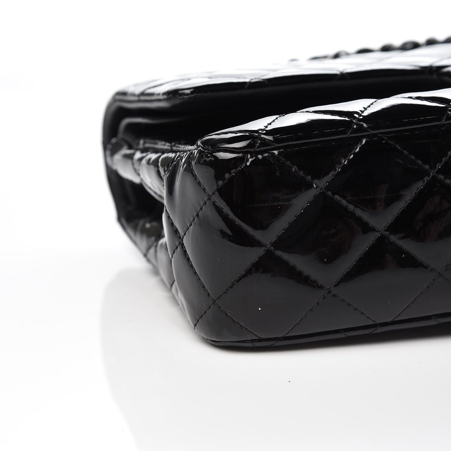 Patent Quilted Medium Double Flap Black