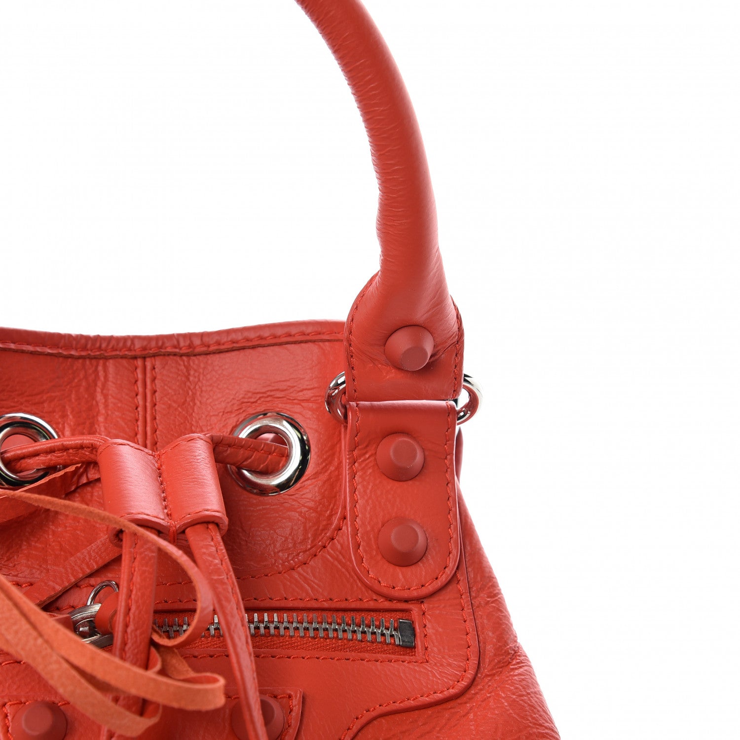 Balenciaga Matte Goatskin Rubber Covered Classic Hardware Mini Pompon Rouge Coquelicot Rouge Braise 12 of 13