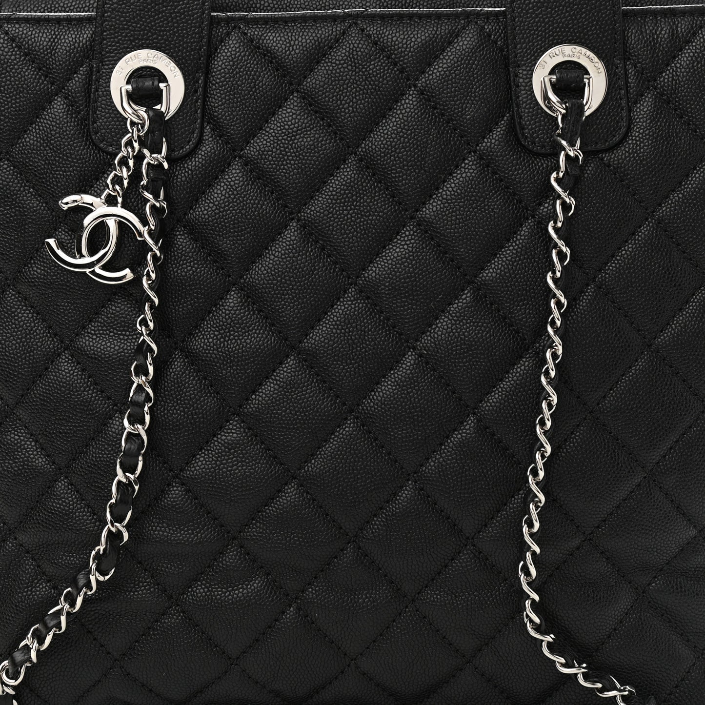 Caviar Quilted Large Urban Companion Top Handle Shopping Tote Black
