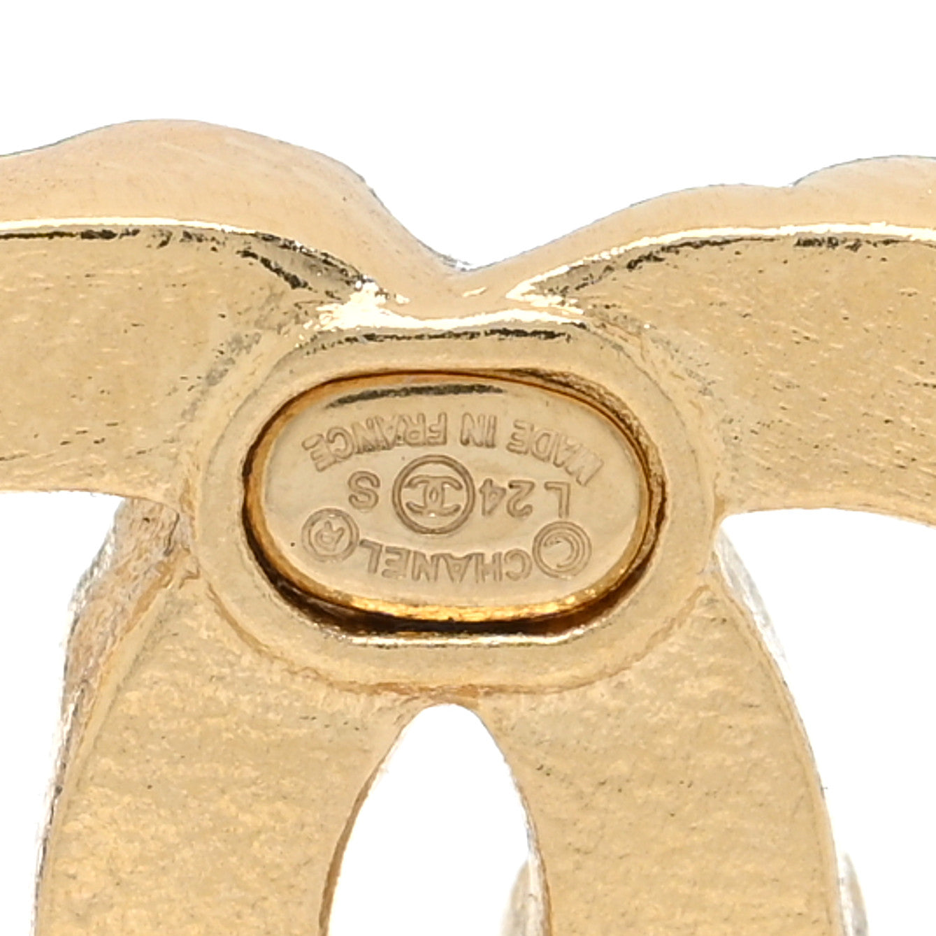 Chanel Crystal CC Earrings Gold 4 of 5