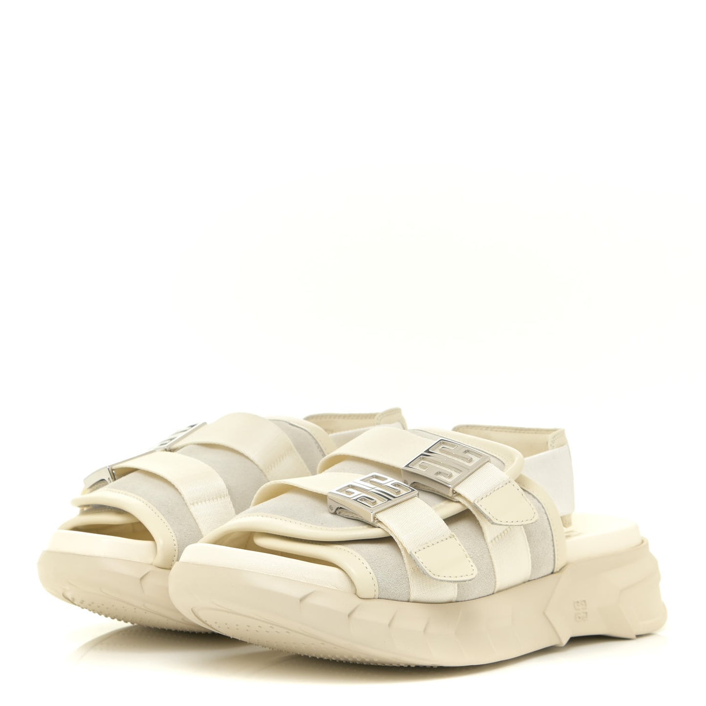 Calfskin Rubber Marshmallow Strap Sandals 37 Off White