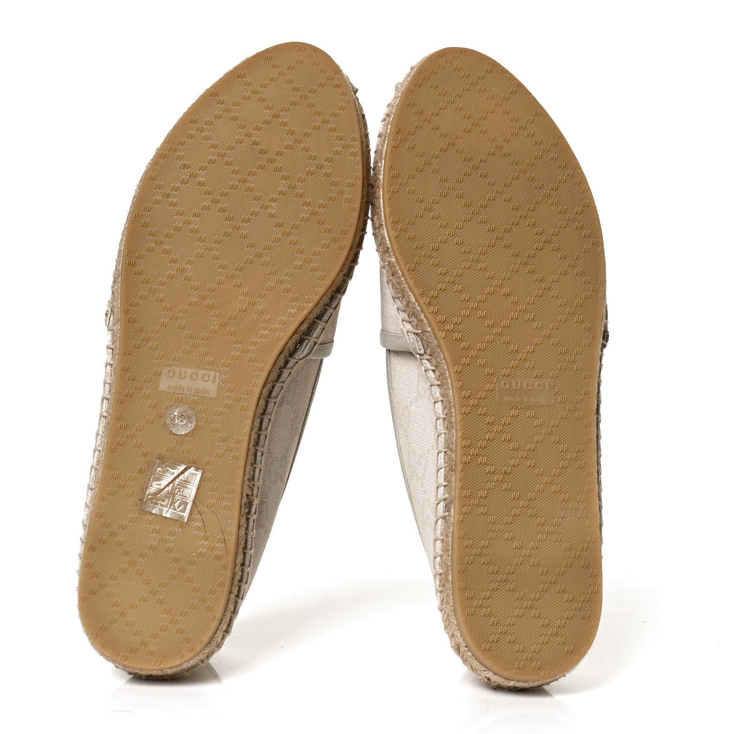 Gucci Washed Cotton Miro Soft Calfskin GG Monogram Espadrilles 38.5 White Mystic White 8 of 11