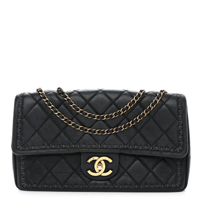 Chanel Lambskin Stitched Quilted Flap Black 1 of 10