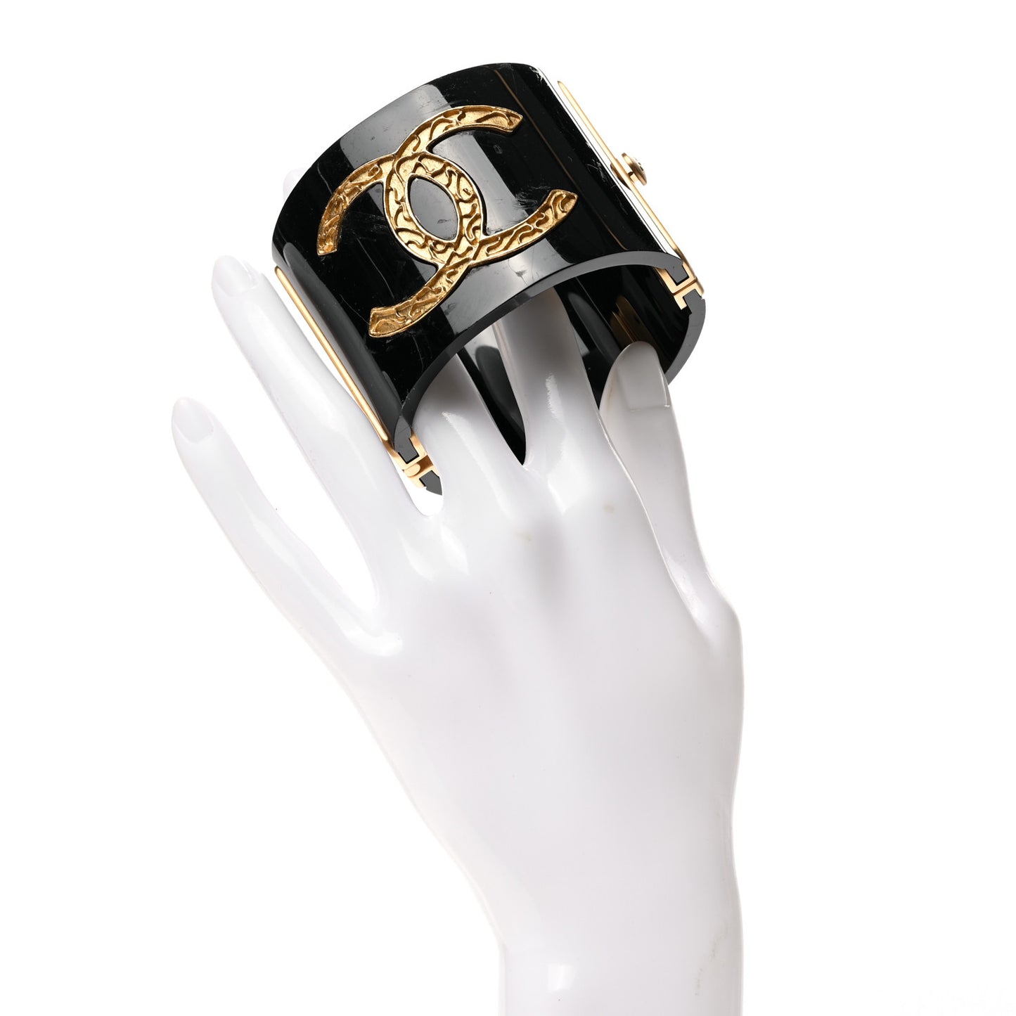 Resin CC Cuff Bracelet Black Gold