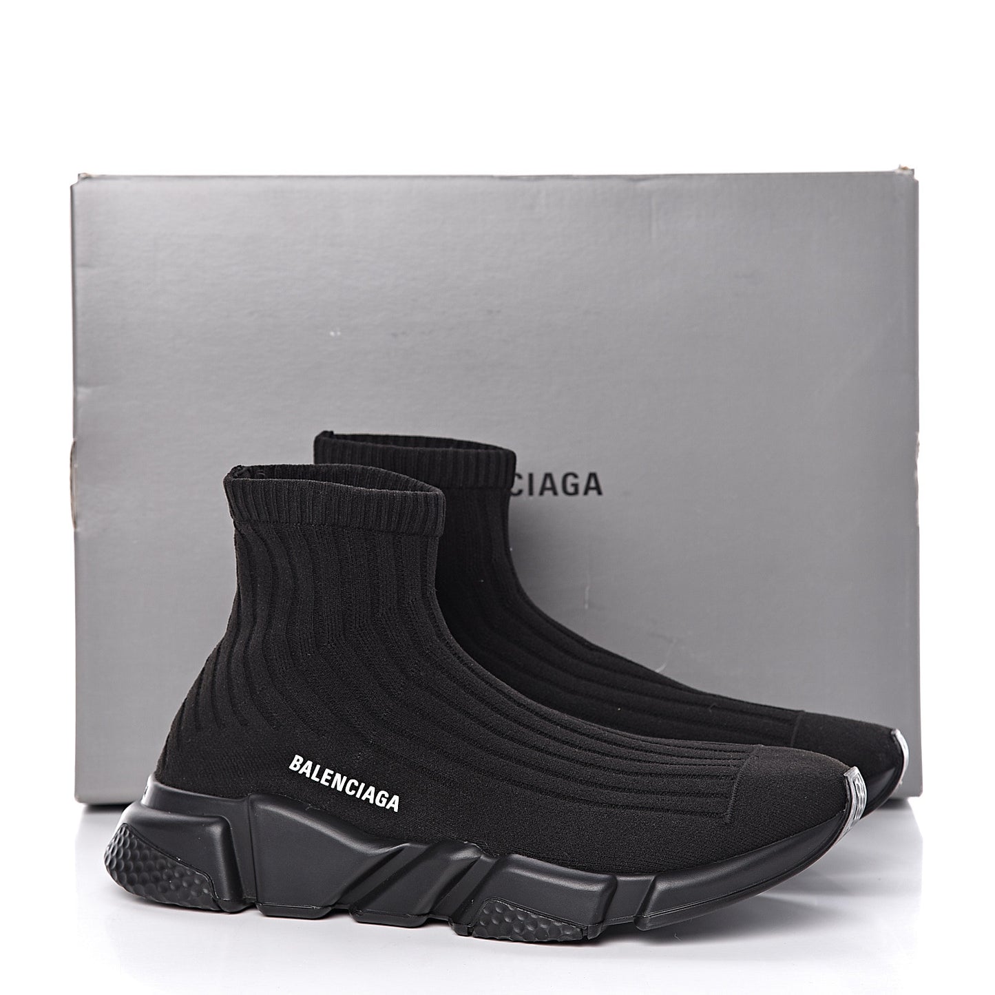 Ribbed Effect Knit Mens Speed Sneakers 42 Black