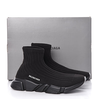 Balenciaga Ribbed Effect Knit Mens Speed Sneakers 42 Black 10 of 10