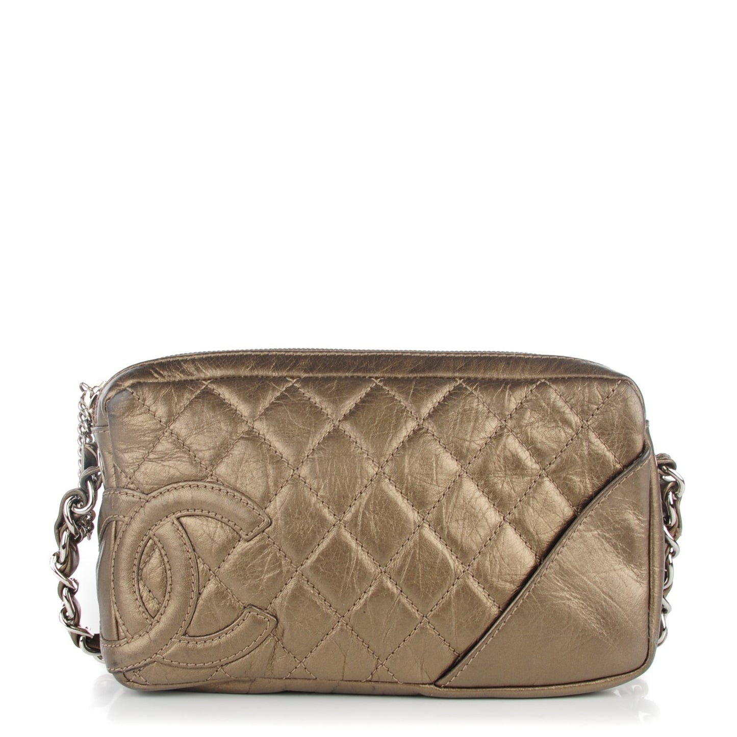 Aged Calfskin Quilted Cotton Club Pochette Gold