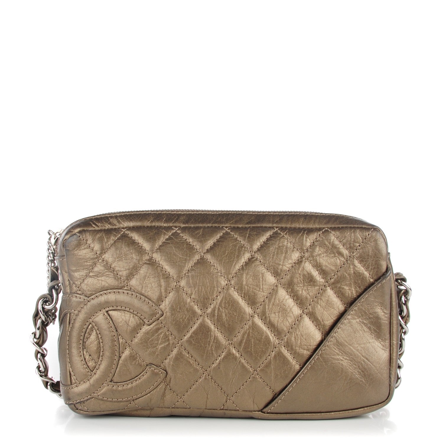 Chanel Aged Calfskin Quilted Cotton Club Pochette Gold 1 of 7