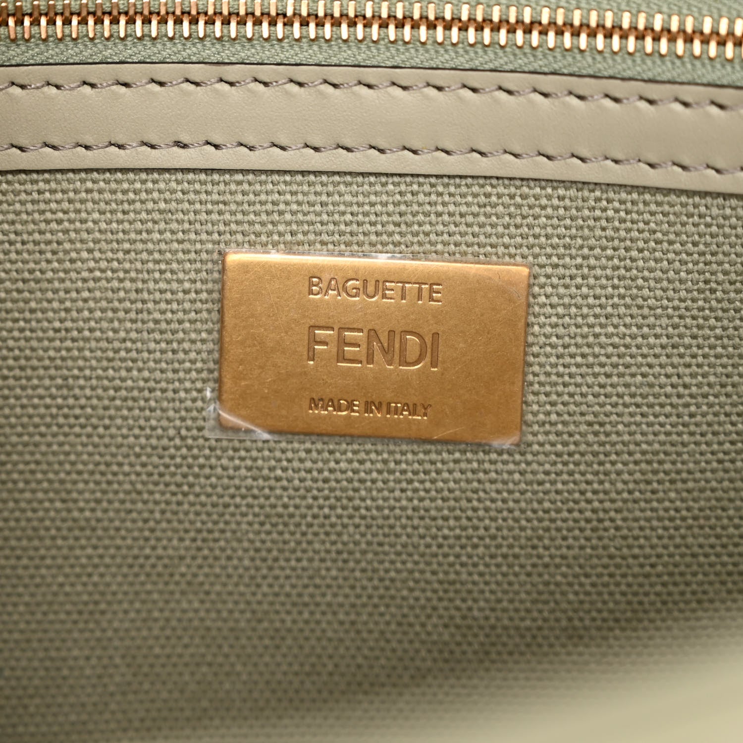 Fendi Canvas Vitello King FF Embroidered Baguette Green Tea 6 of 9