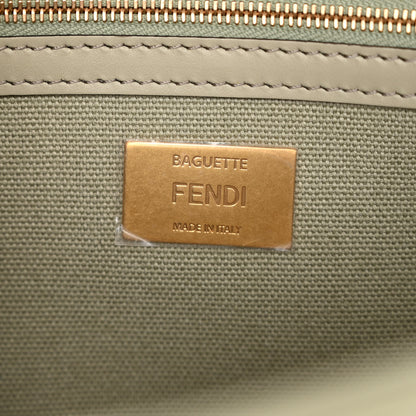 Fendi Canvas Vitello King FF Embroidered Baguette Green Tea 6 of 9