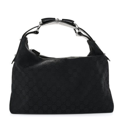 Gucci Monogram Medium Horsebit Chain Hobo Black 1 of 10