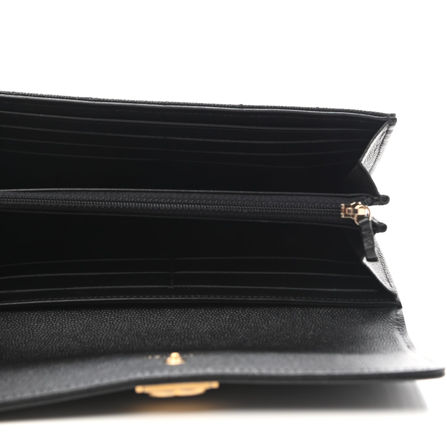 Caviar Quilted Large Boy Gusset Flap Wallet Black