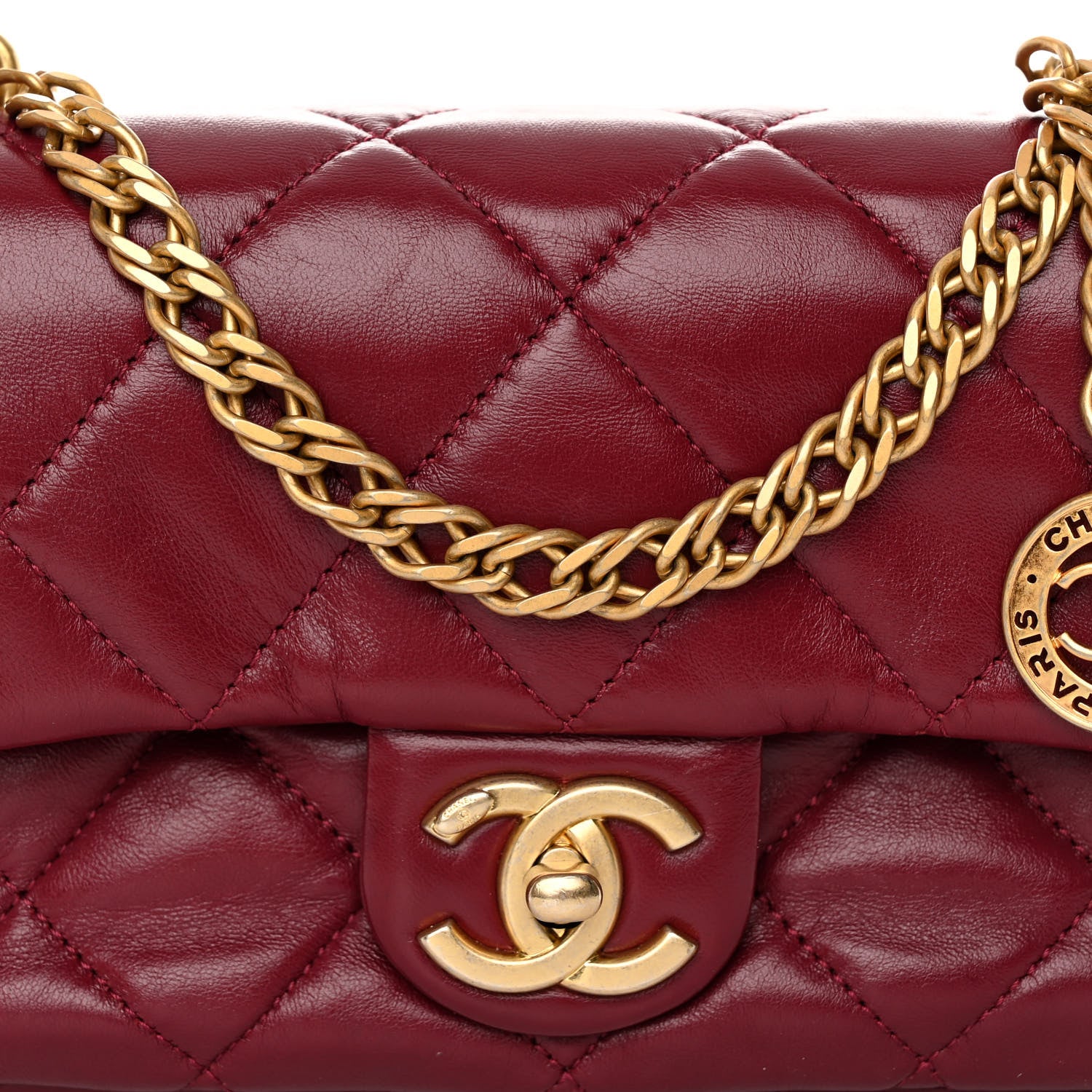 Chanel Lambskin Quilted Small Fancy Jewel Flap Burgundy 8 of 11