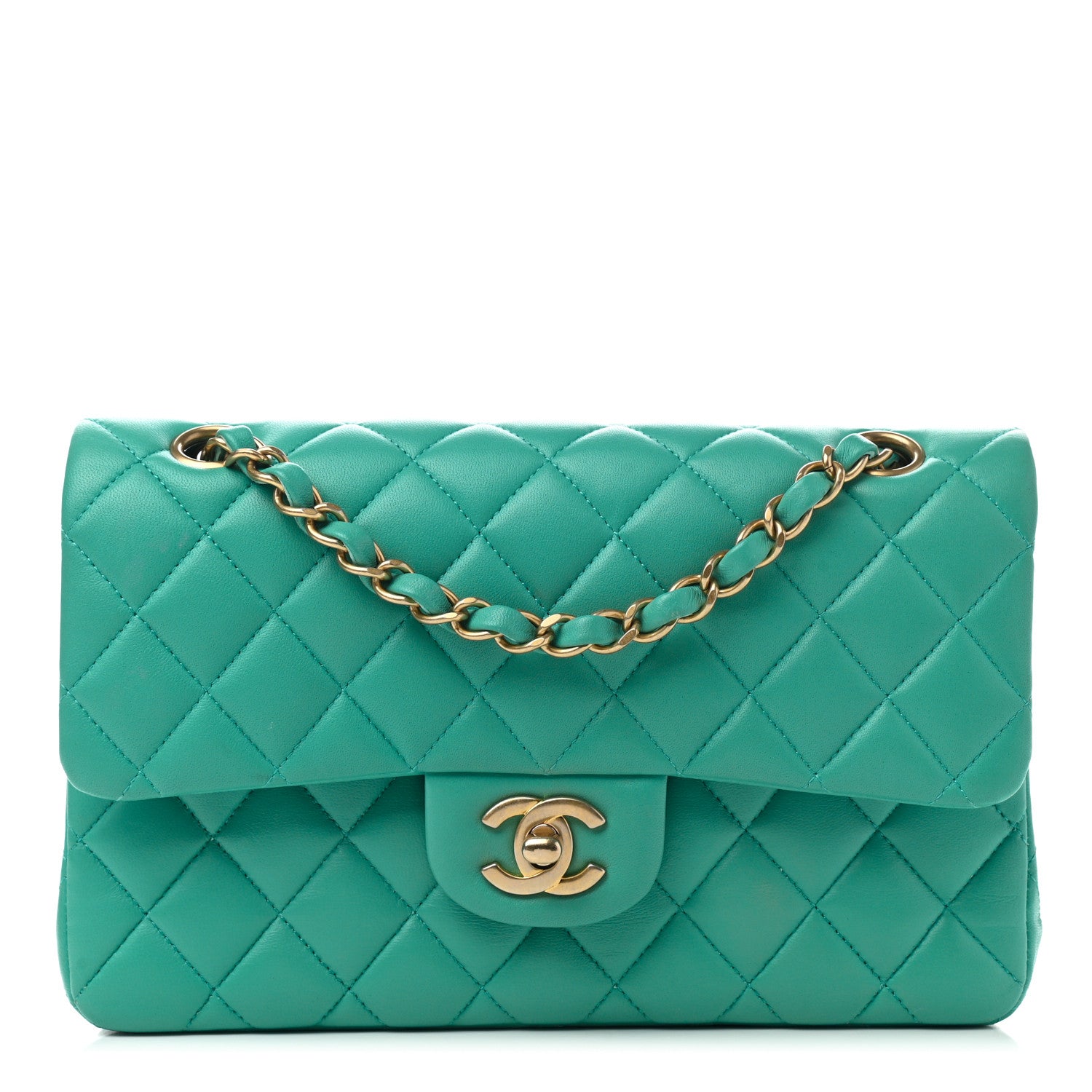 Chanel Lambskin Quilted Small Double Flap Green 1 of 12
